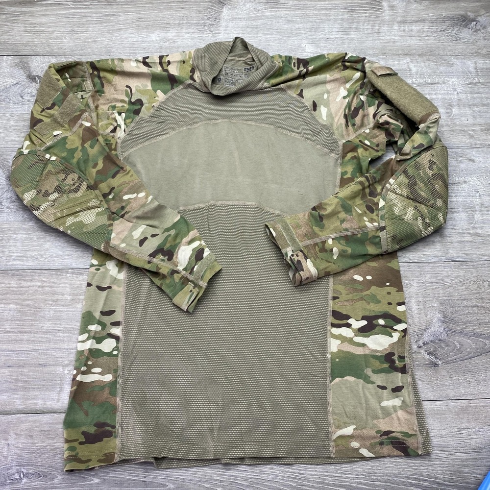 Massif Army Combat Shirt Mens Large Green Multicam‎ Long Sleeve FR Tactical